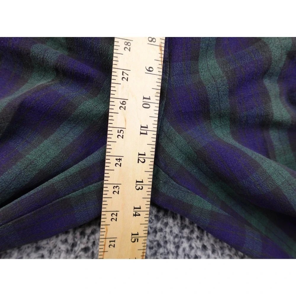 Zerres High Waisted Black Watch Plaid Slim Leg‎ Trousers Green Navy Blue Size 26